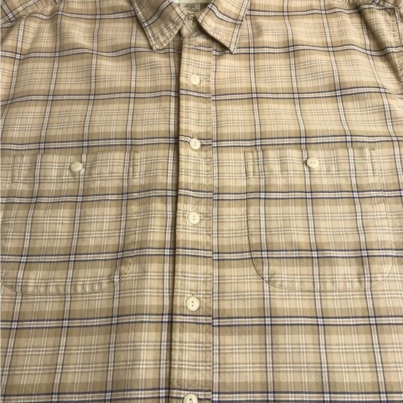 Eddie Bauer Tan Light Brown Plaid Button Front Long Sleeve Shirt Mens Size Large - Picture 4 of 12